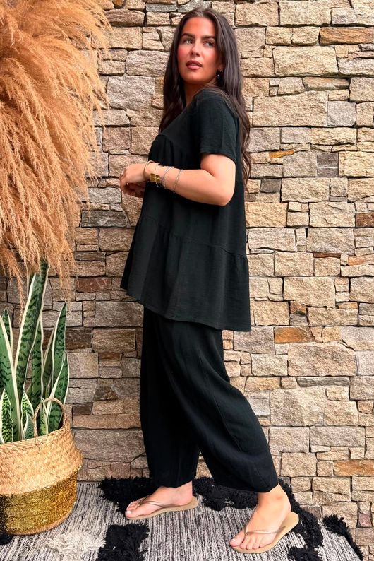 Lina Linen Blend Smock Over Shirt Black